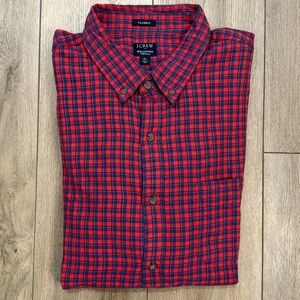 J. Crew Classic Fit Brushed Twill Lightweight Flannel Plaid Men's Button Down XL